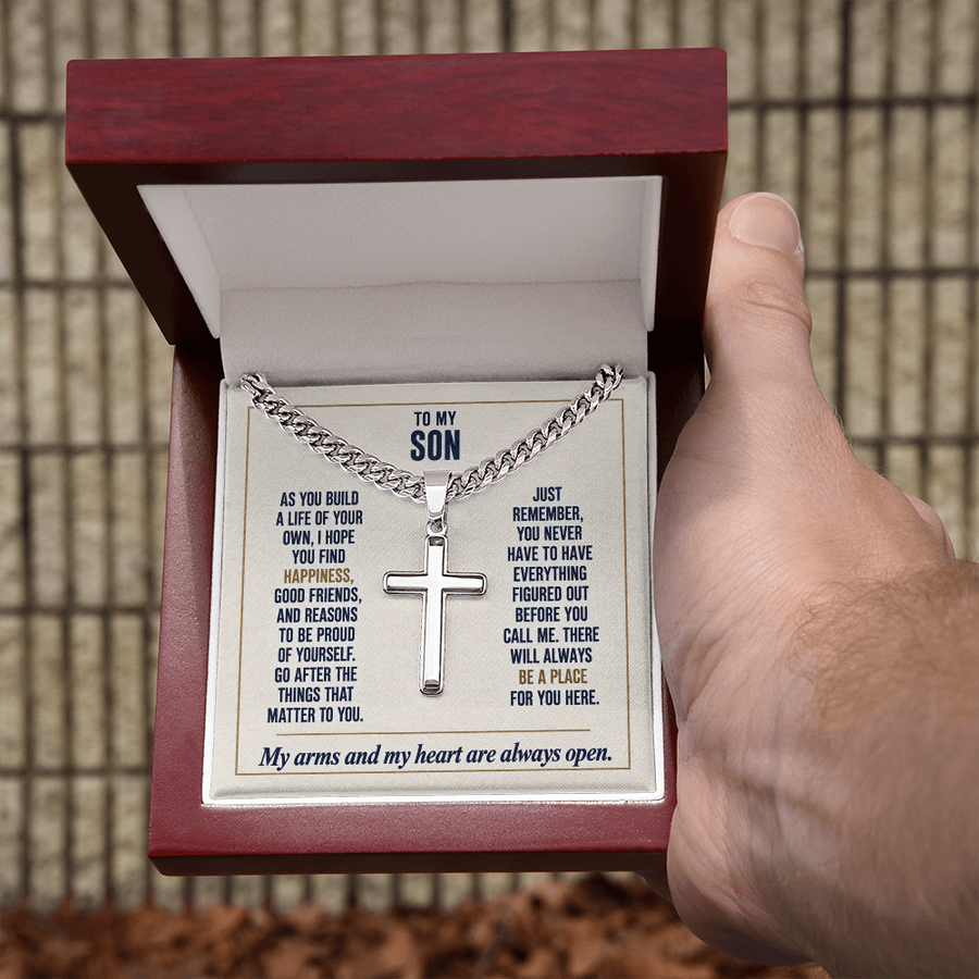 To My Son - My Heart Is Always Open - Cross Necklace