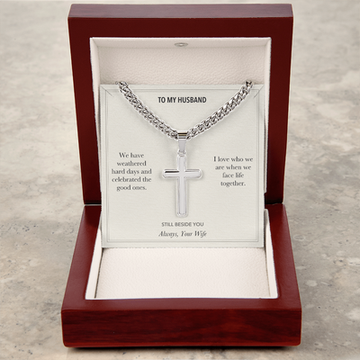 Load image into Gallery viewer, To My Husband, Life Together Anniversary - Personalized Cross Cuban Link Chain Gift
