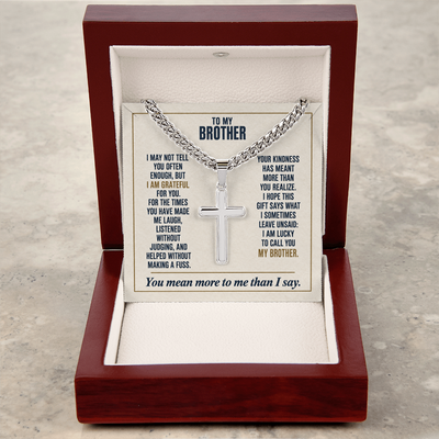 Load image into Gallery viewer, To My Brother - Lucky to Call You My Brother - Cross Necklace
