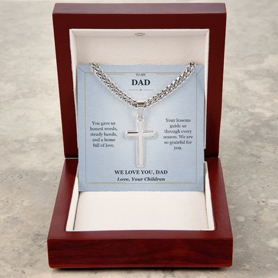 Load image into Gallery viewer, To My Dad Cross Necklace from Children | We Love You Dad Message Card Gift
