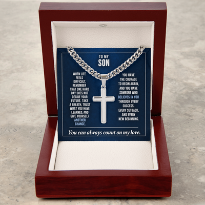 Load image into Gallery viewer, To My Son - The Courage to Begin Again - Cross Necklace
