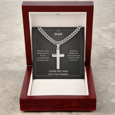 Load image into Gallery viewer, To My Dad Cuban Link Cross Necklace from Daughter | I Love You Dad Gift
