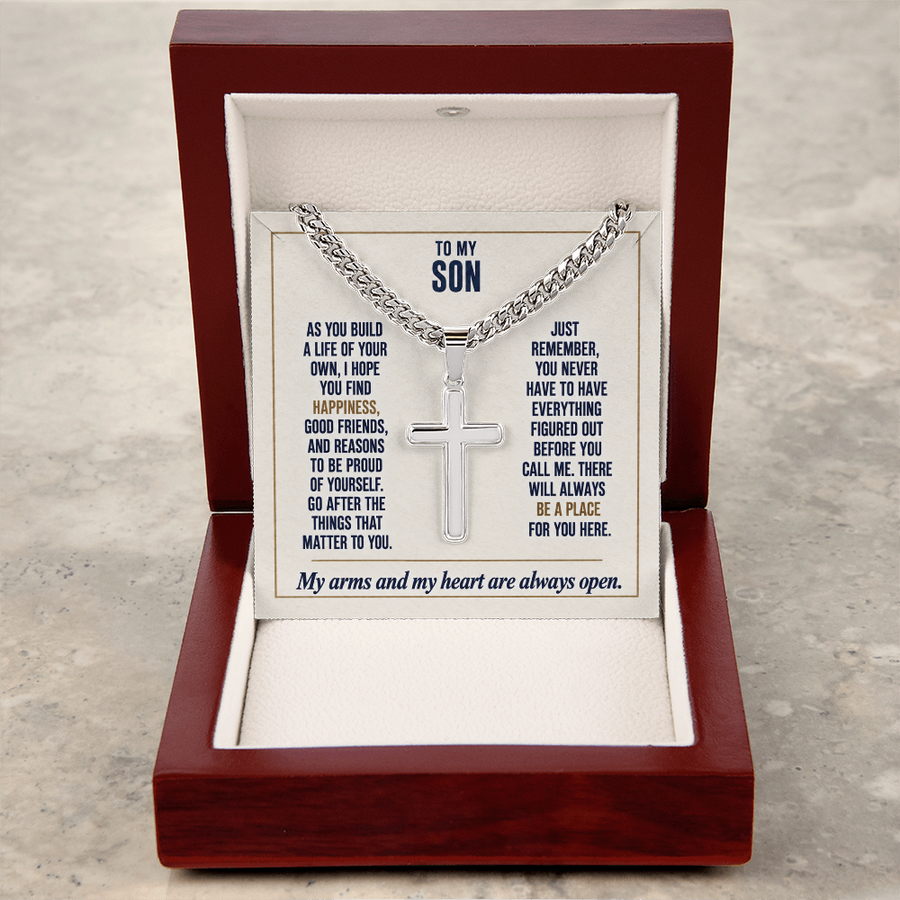 To My Son - My Heart Is Always Open - Cross Necklace
