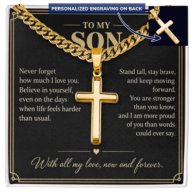 Load image into Gallery viewer, To My Son Believe in Yourself Personalized Cross Necklace Gift
