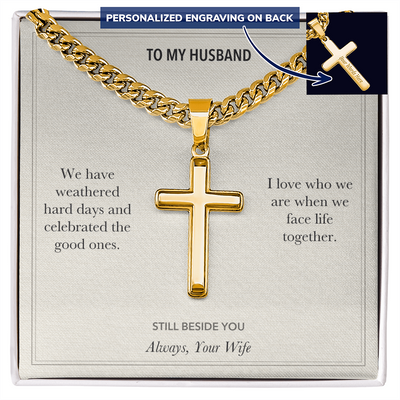 Load image into Gallery viewer, To My Husband, Life Together Anniversary - Personalized Cross Cuban Link Chain Gift
