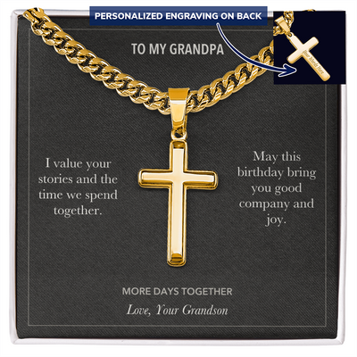Load image into Gallery viewer, To My Grandpa, Time Together Birthday - Personalized Cross Cuban Link Chain Gift
