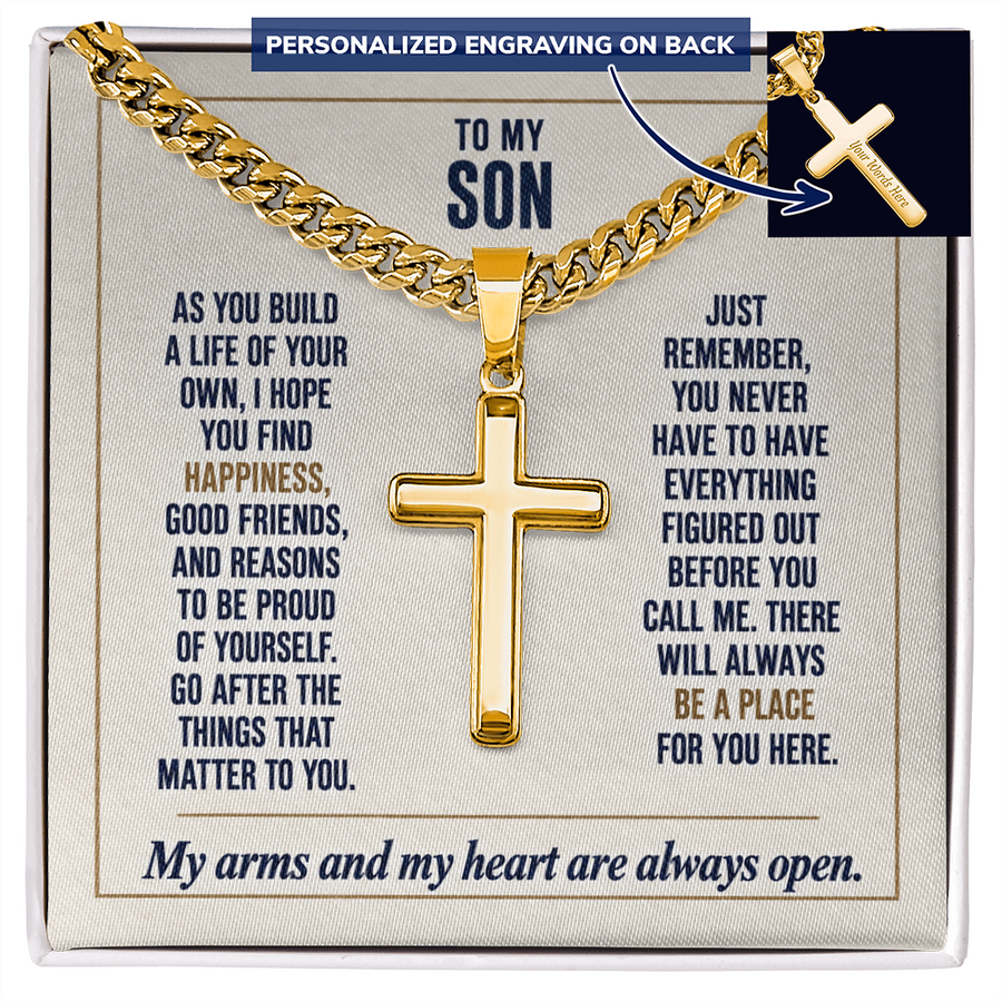 To My Son - My Heart Is Always Open - Cross Necklace
