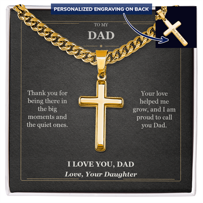Load image into Gallery viewer, To My Dad Cuban Link Cross Necklace from Daughter | I Love You Dad Gift
