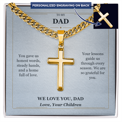 Load image into Gallery viewer, To My Dad Cross Necklace from Children | We Love You Dad Message Card Gift

