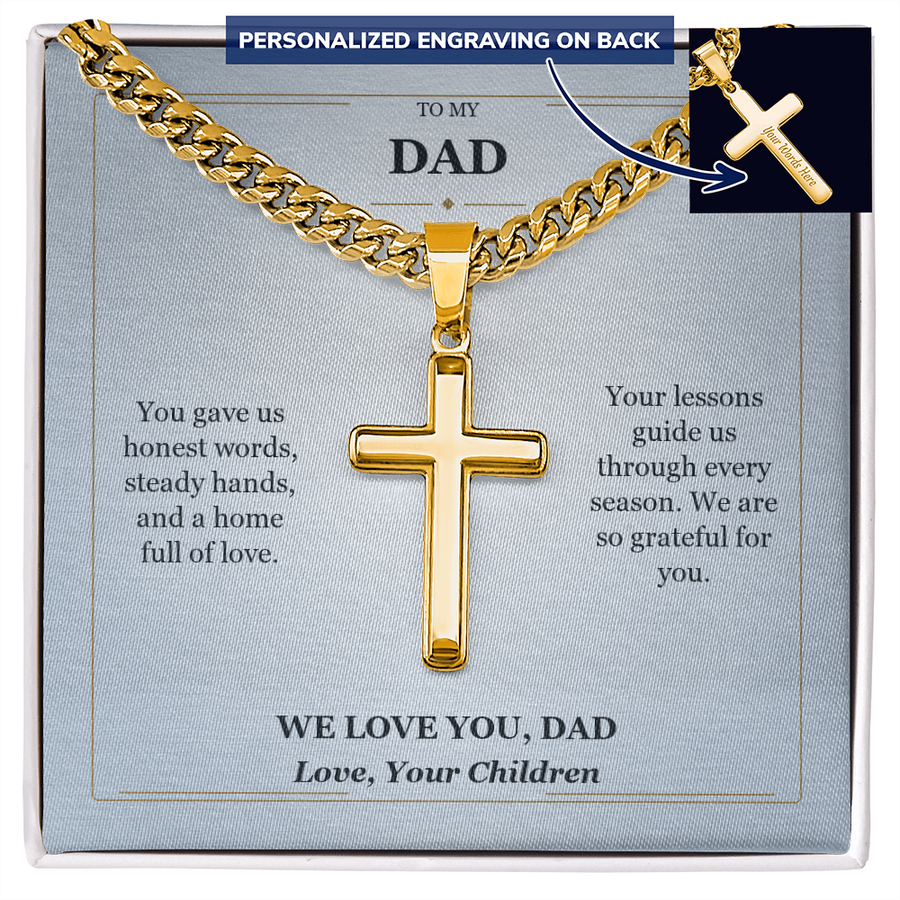To My Dad Cross Necklace from Children | We Love You Dad Message Card Gift