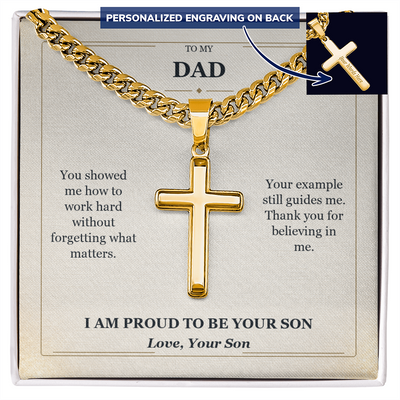 Load image into Gallery viewer, To My Dad Cuban Link Cross Necklace from Son | Proud to Be Your Son
