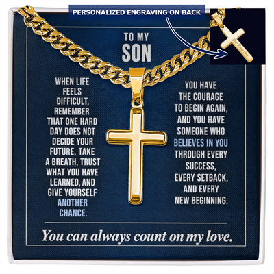 Load image into Gallery viewer, To My Son - The Courage to Begin Again - Cross Necklace
