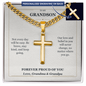 To My Grandson Cuban Link Cross Necklace from Grandparents | Forever Proud