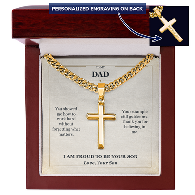 Load image into Gallery viewer, To My Dad Cuban Link Cross Necklace from Son | Proud to Be Your Son
