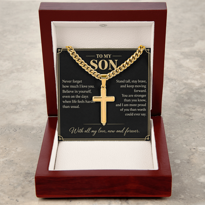Load image into Gallery viewer, To My Son Believe in Yourself Personalized Cross Necklace Gift
