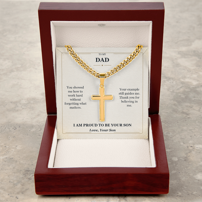 Load image into Gallery viewer, To My Dad Cuban Link Cross Necklace from Son | Proud to Be Your Son
