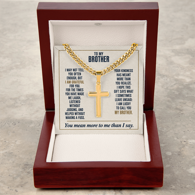Load image into Gallery viewer, To My Brother - Lucky to Call You My Brother - Cross Necklace
