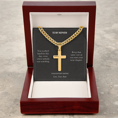 Load image into Gallery viewer, To My Nephew, Your Effort Shows Graduation - Personalized Cross Cuban Link Chain Gift
