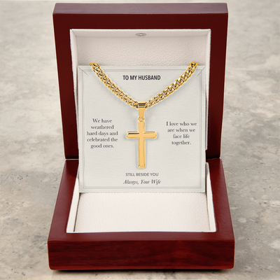Load image into Gallery viewer, To My Husband, Life Together Anniversary - Personalized Cross Cuban Link Chain Gift
