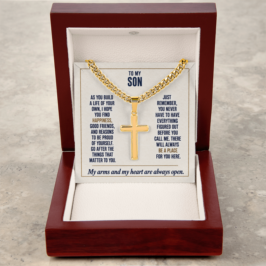 To My Son - My Heart Is Always Open - Cross Necklace