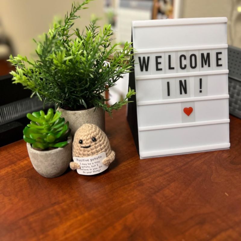 All Love Here Handmade Mini Wool Knitted Potato Toy with Positive Message Card – Positive Gifts